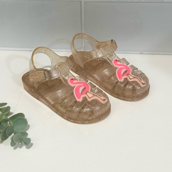 OSHKOSH Flamingo Sun Sandals for Girls Toddler Cute Sandals Size 7 Sparkly NWOT - Picture 1 of 9